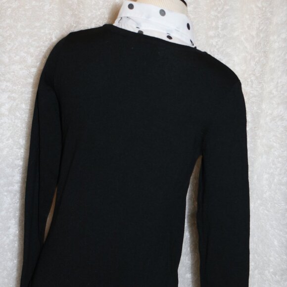 Kim Rogers polka dot accented long sleeve knit top PS NWT - Picture 4 of 7